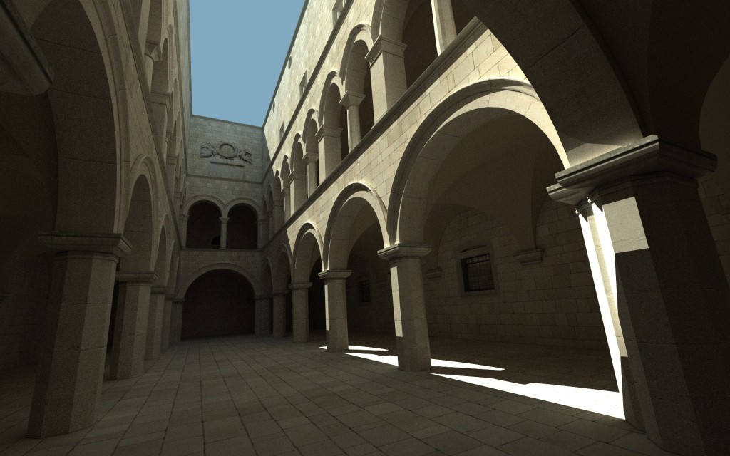 Sponza, featuring a simple path tracer and diffuse surfaces